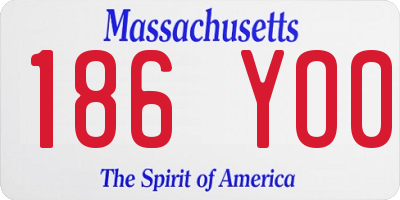 MA license plate 186YO0