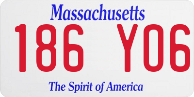 MA license plate 186YO6