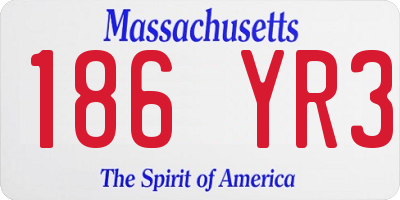 MA license plate 186YR3