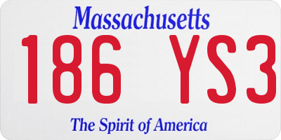 MA license plate 186YS3