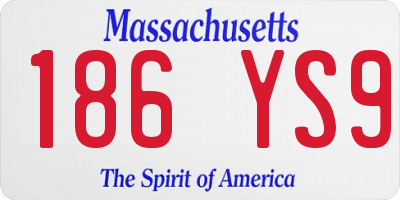 MA license plate 186YS9