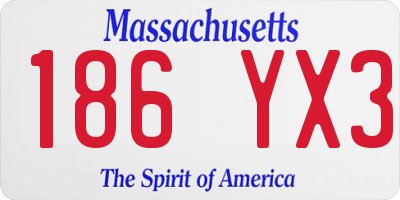 MA license plate 186YX3
