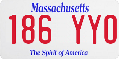 MA license plate 186YY0