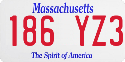 MA license plate 186YZ3