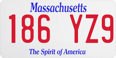 MA license plate 186YZ9