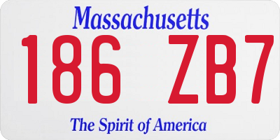 MA license plate 186ZB7