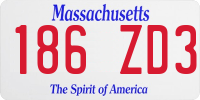 MA license plate 186ZD3