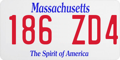 MA license plate 186ZD4