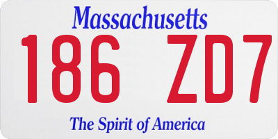 MA license plate 186ZD7