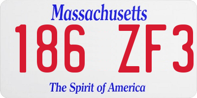 MA license plate 186ZF3