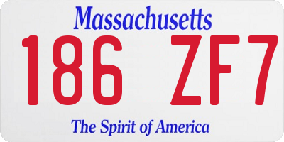 MA license plate 186ZF7