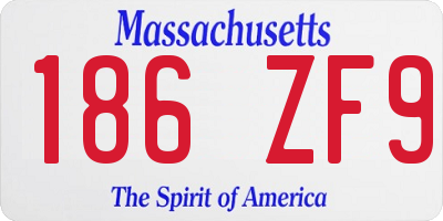 MA license plate 186ZF9
