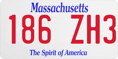 MA license plate 186ZH3