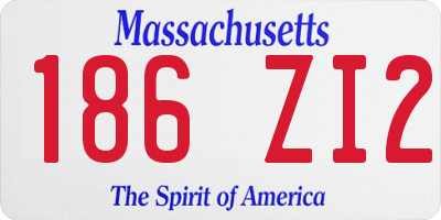 MA license plate 186ZI2