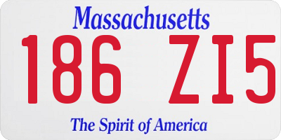 MA license plate 186ZI5