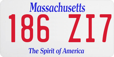 MA license plate 186ZI7