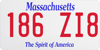 MA license plate 186ZI8