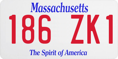 MA license plate 186ZK1
