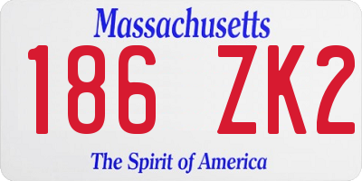 MA license plate 186ZK2