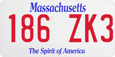 MA license plate 186ZK3