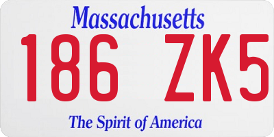 MA license plate 186ZK5