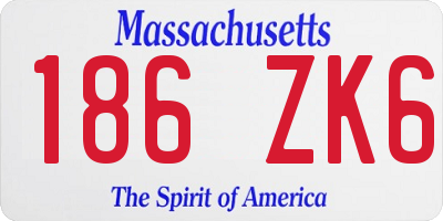 MA license plate 186ZK6