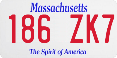 MA license plate 186ZK7