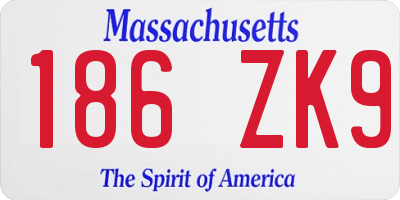 MA license plate 186ZK9