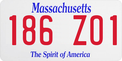 MA license plate 186ZO1
