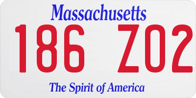 MA license plate 186ZO2