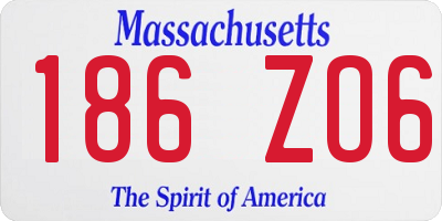 MA license plate 186ZO6