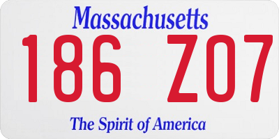 MA license plate 186ZO7