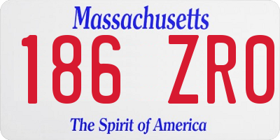 MA license plate 186ZR0