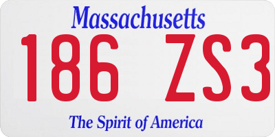 MA license plate 186ZS3