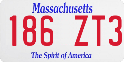 MA license plate 186ZT3