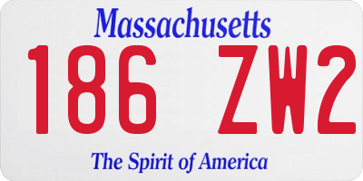 MA license plate 186ZW2