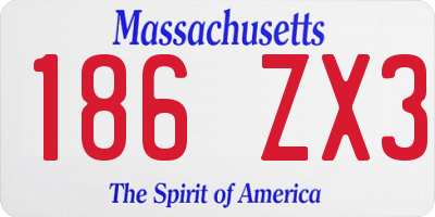 MA license plate 186ZX3