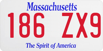 MA license plate 186ZX9