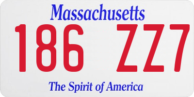 MA license plate 186ZZ7