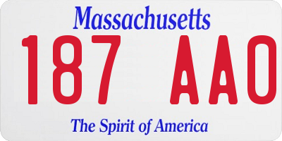 MA license plate 187AA0