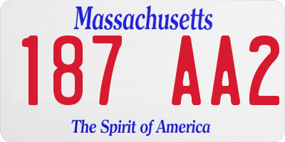 MA license plate 187AA2
