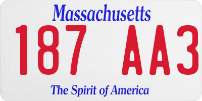 MA license plate 187AA3