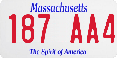 MA license plate 187AA4