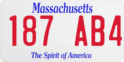 MA license plate 187AB4