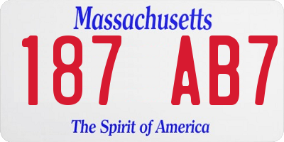 MA license plate 187AB7