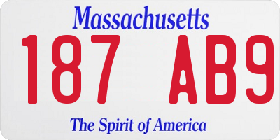 MA license plate 187AB9