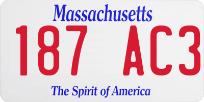 MA license plate 187AC3