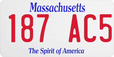 MA license plate 187AC5