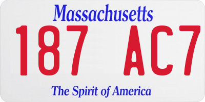 MA license plate 187AC7