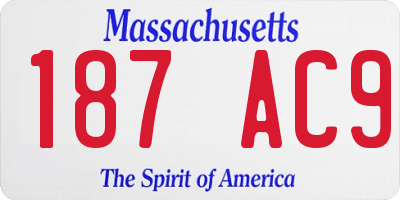 MA license plate 187AC9